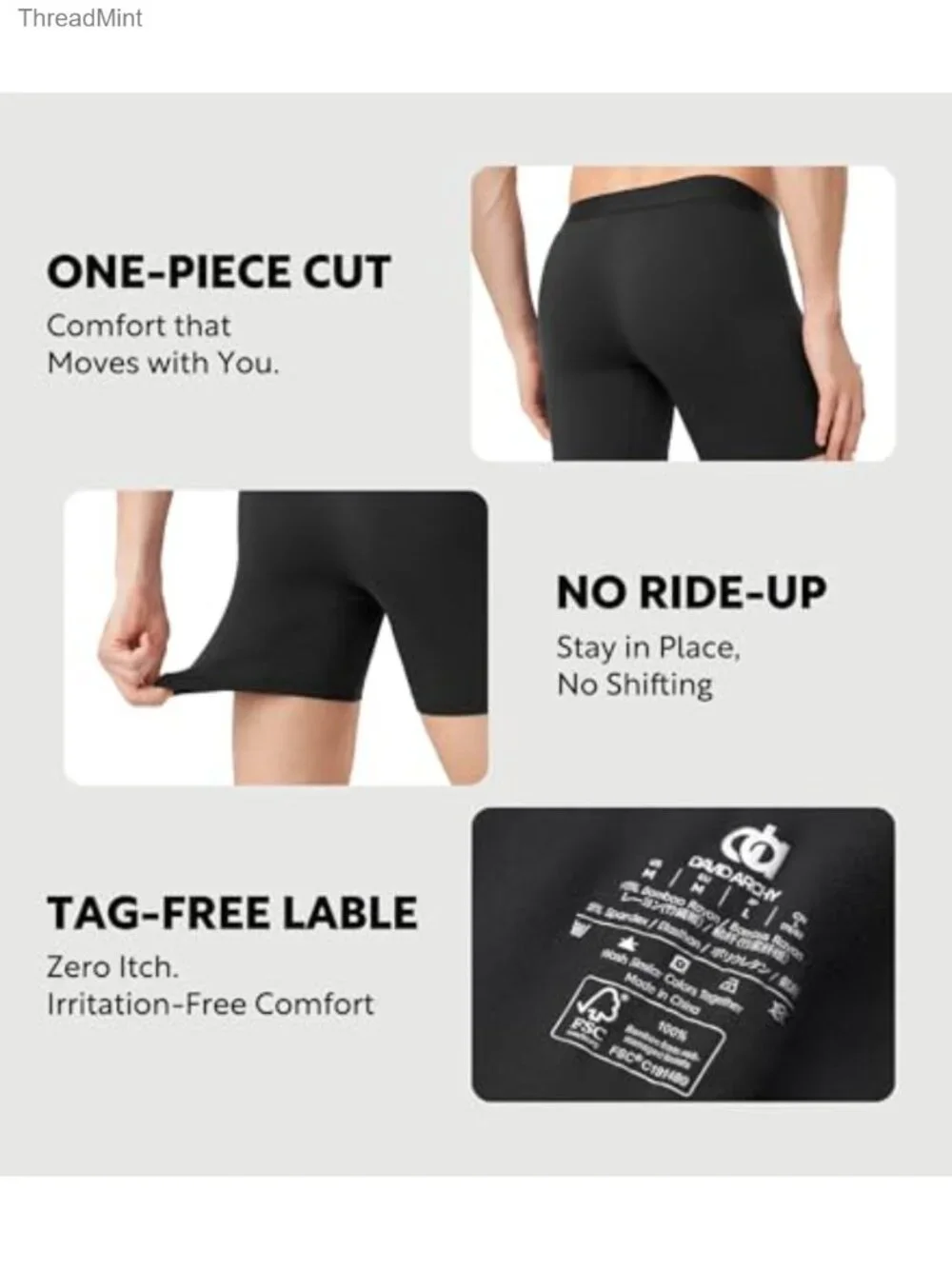 Men's Bamboo Rayon Boxer Briefs 4 Pack 1.5in Wide Waistband